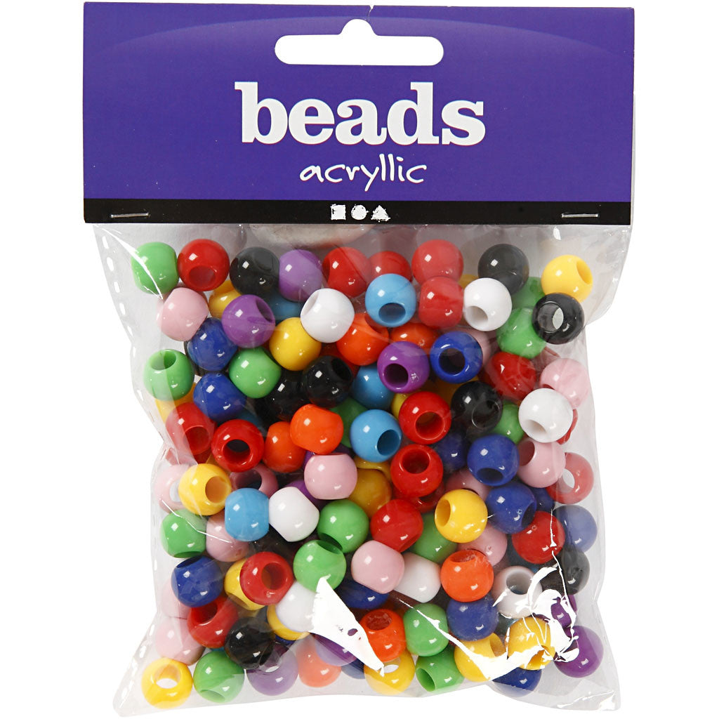 Pony Beads, dia. 10 mm, hole size 4,5 mm, ca. 186 pc, 65 g, 110 ml/ 1 pack [HOB-618350]