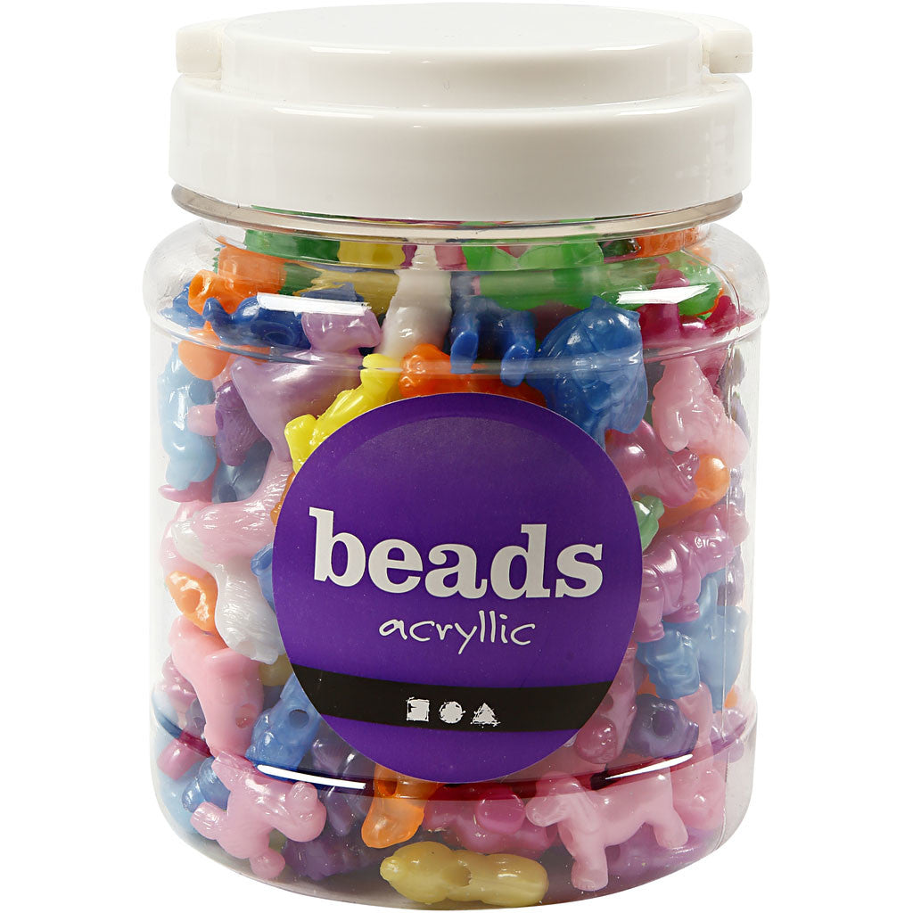 Pony Beads, dia. 10 mm, hole size 4,5 mm, ca. 1135 pc, assorted colours, 430 g, 700 ml/ 1 tub [HOB-61835]