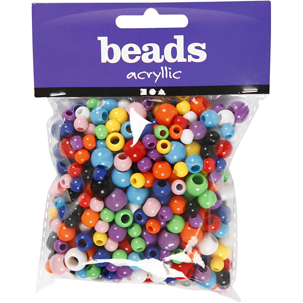 Pony Beads, size 6-10 mm, hole size 3-5 mm, ca. 444 pc, 85 g, 150 ml/ 1 pack [HOB-618390]