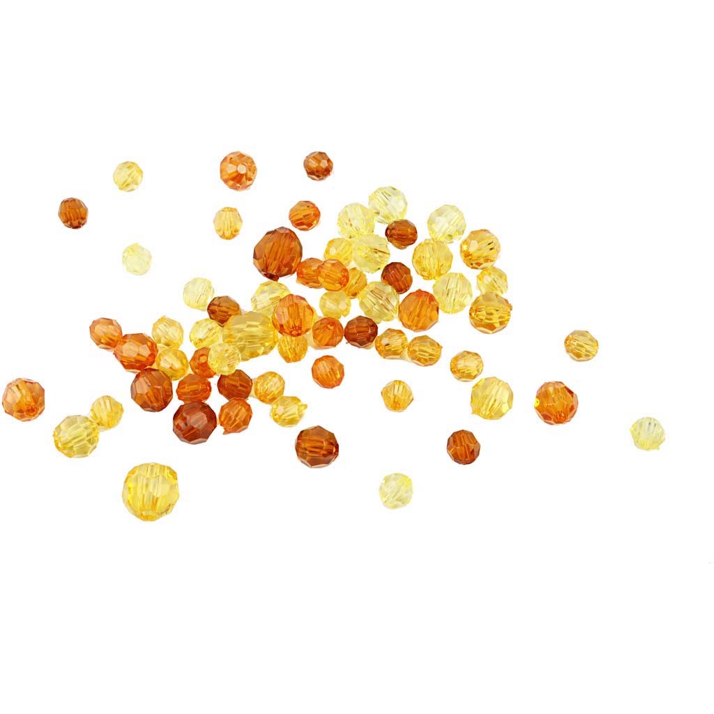 Facet Beads, size 4-12 mm, hole size 1-2,5 mm, ca. 170 pc, yellow, 45 g/ 1 pack [HOB-618861]