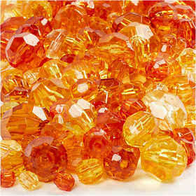 Facet Beads, size 4-12 mm, hole size 1-2,5 mm, ca. 860 pc, yellow (32227), 250 g/ 1 pack [HOB-61886]