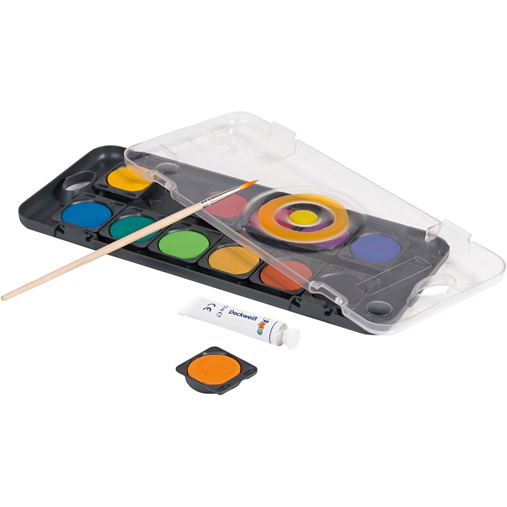 PRIMO Watercolour Paints, dia. 30 mm, assorted colours, 12 pc