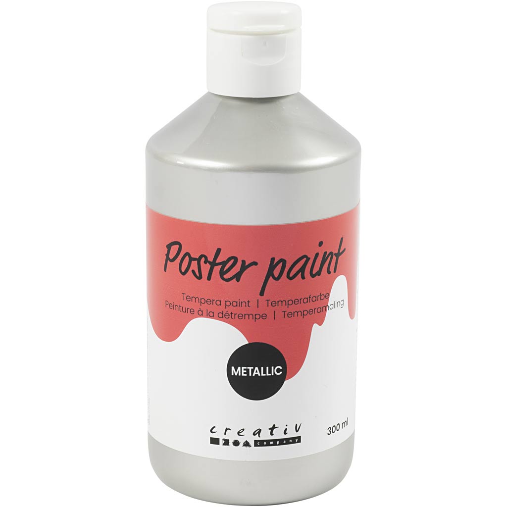 Poster paint Metallic, silver, 300 ml