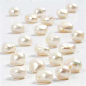 Freshwater Pearls, size 4-6 mm, hole size 1 mm, ca. 57 pc, mother-of-pearl, 40 cm/ 1 pack [HOB-631740]