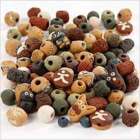 Ceramic Beads, size 7-18 mm, hole size 2-4 mm, assorted colours, 300 g/ 1 pack [HOB-63569]