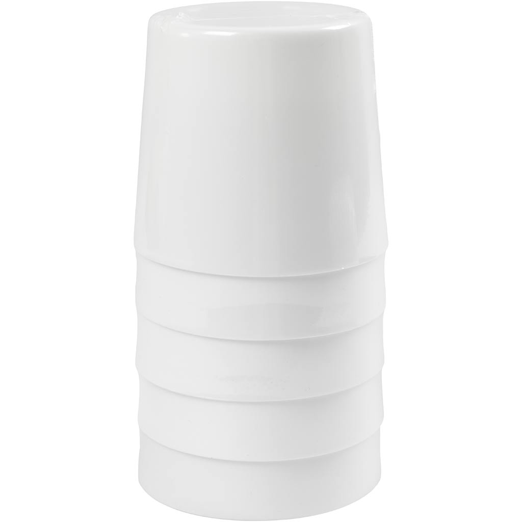 glass/cup, H: 9,5 cm, dia. 8,5 cm, 300 ml, white, 5 pc/ 1 pack [HOB-667051]