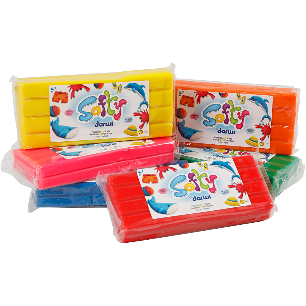 Softy Modelling Clay, assorted colours, 6x500 g/ 1 pack [HOB-680495]