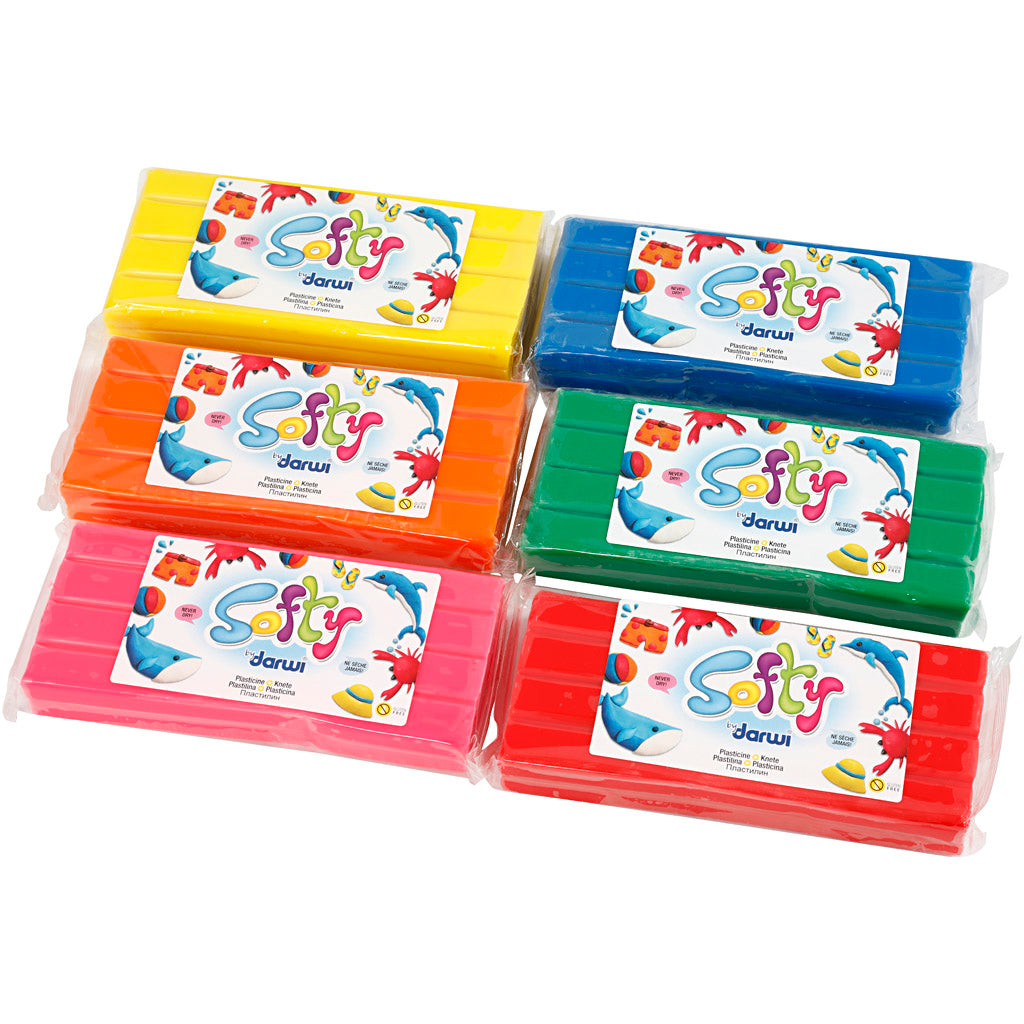 Softy Modelling Clay, assorted colours, 6x500 g/ 1 pack [HOB-680495]