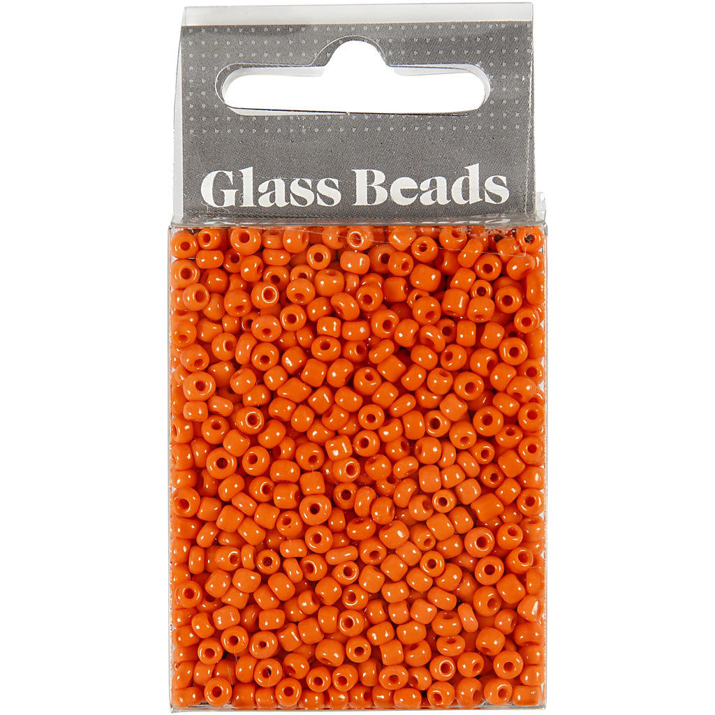 Rocaille Seed Beads, dia. 3 mm, size 8/0, hole size 0,6-1,0 mm, orange, 25 g/ 1 pack [HOB-682021]