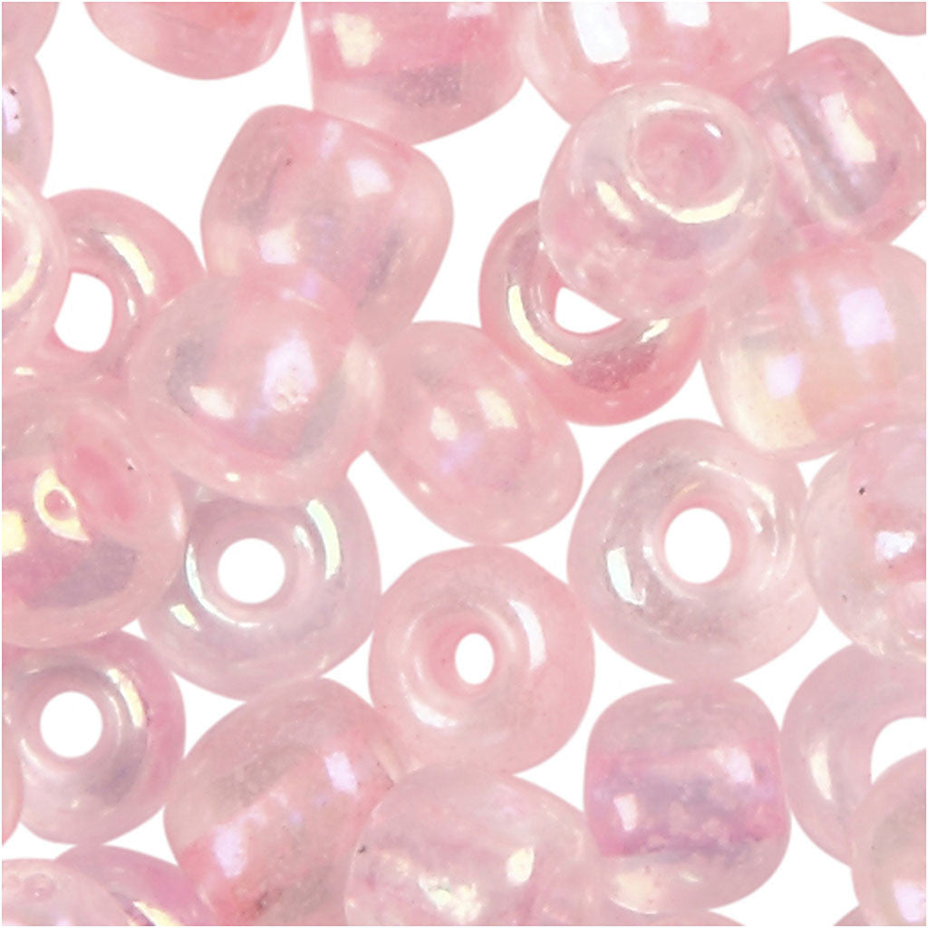 Rocaille Seed Beads, dia. 3 mm, size 8/0, hole size 0,6-1,0 mm, pink centre, 25 g/ 1 pack [HOB-682101]