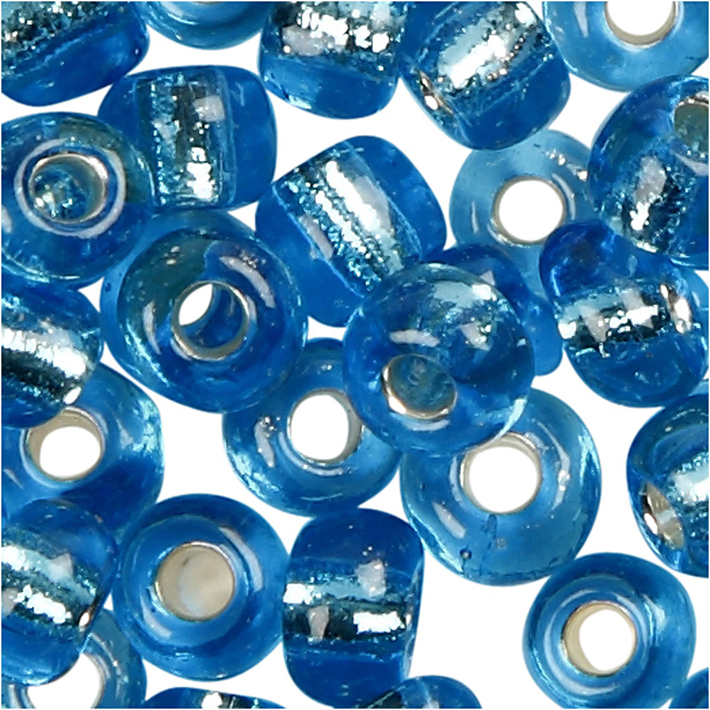 Rocaille Seed Beads, dia. 3 mm, size 8/0, hole size 0,6-1,0 mm, clear turquoise, 25 g/ 1 pack [HOB-682201]