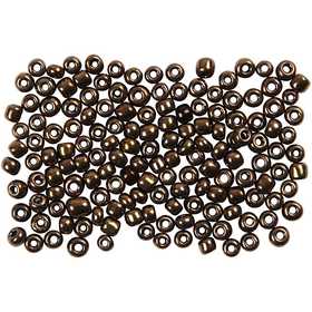 Rocaille Seed Beads, dia. 3 mm, size 8/0, hole size 0,6-1,0 mm, bronze, 25 g/ 1 pack [HOB-682221]