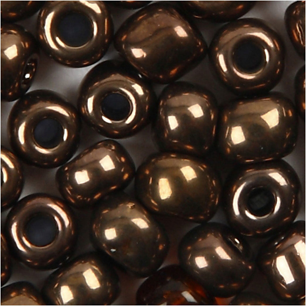 Rocaille Seed Beads, dia. 3 mm, size 8/0, hole size 0,6-1,0 mm, bronze, 25 g/ 1 pack [HOB-682221]