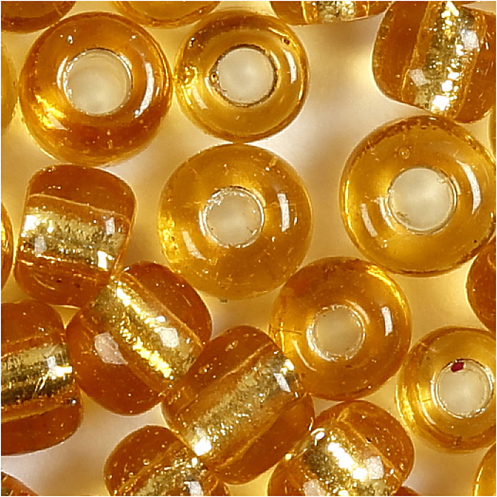 Rocaille Seed Beads, dia. 3 mm, size 8/0, hole size 0,6-1,0 mm, gold, 25 g/ 1 pack [HOB-682241]