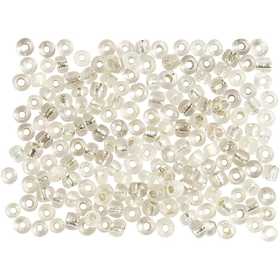 Rocaille Seed Beads, dia. 3 mm, size 8/0, hole size 0,6-1,0 mm, silver, 25 g/ 1 pack [HOB-682271]