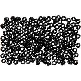 Rocaille Seed Beads, dia. 3 mm, size 8/0, hole size 0,6-1,0 mm, black, 500 g/ 1 pack [HOB-682342]