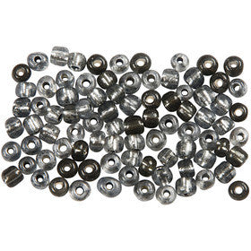 Rocaille Seed Beads, dia. 4 mm, size 6/0, hole size 0,9-1,2 mm, clear grey, 25 g/ 1 pack [HOB-682741]