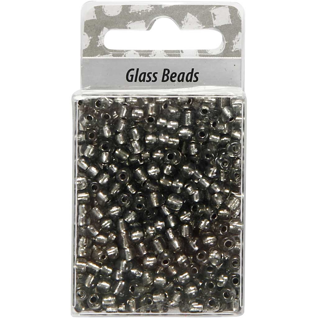 Rocaille Seed Beads, dia. 4 mm, size 6/0, hole size 0,9-1,2 mm, clear grey, 25 g/ 1 pack [HOB-682741]