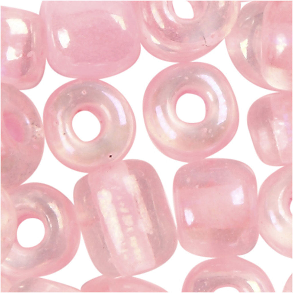 Rocaille Seed Beads, dia. 4 mm, size 6/0, hole size 0,9-1,2 mm, rose center, 25 g/ 1 pack [HOB-682781]