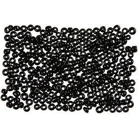 Rocaille Seed Beads, dia. 2 mm, size 12/0, hole size 0,8 mm, black, 25 g/ 1 pack [HOB-682831]