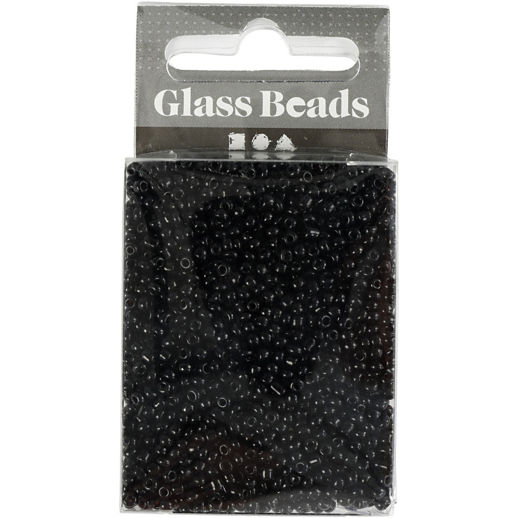 Rocaille Seed Beads, dia. 2 mm, size 12/0, hole size 0,8 mm, black, 25 g/ 1 pack [HOB-682831]