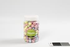 Wooden Beads, dia. 10-15 mm, hole size 3-5 mm, light blue, light green, light red, light yellow, 400 ml/ 1 bucket [HOB-684690]