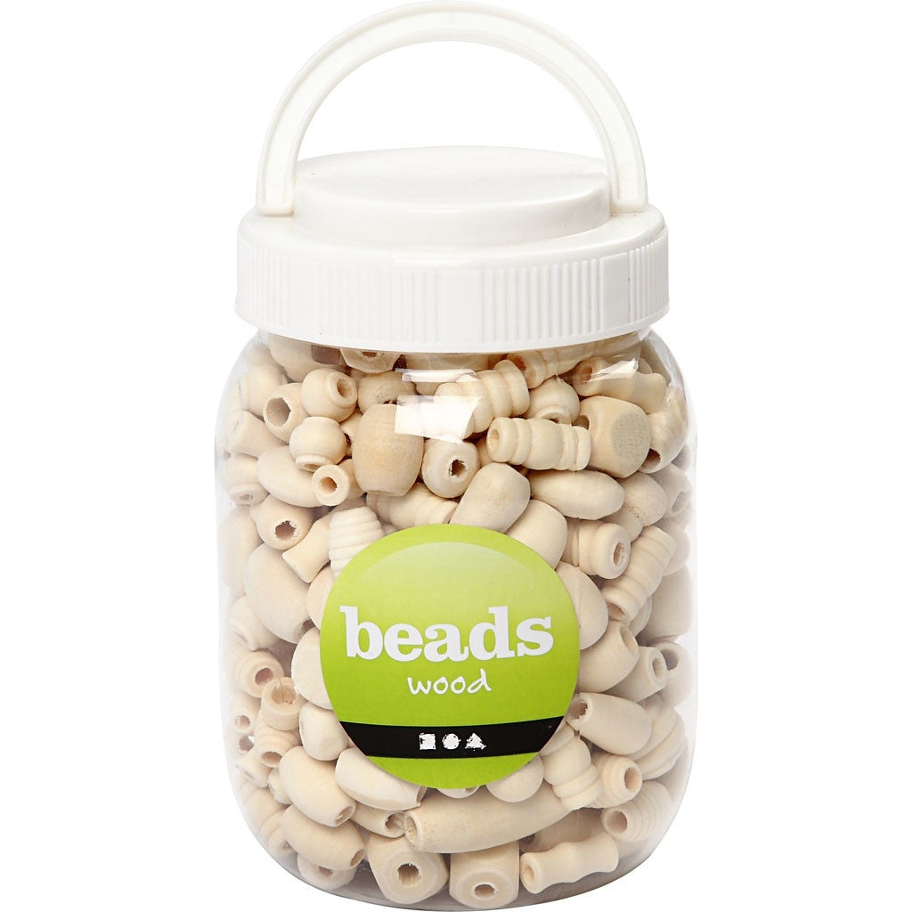 Wooden Beads, size 5-28 mm, hole size 2,5-3 mm, 175 g, 400 ml/ 1 bucket [HOB-684770]
