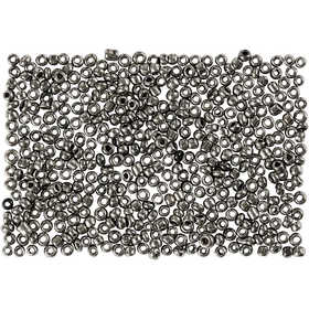 Rocaille Seed Beads, dia. 1,7 mm, size 15/0, hole size 0,5-0,8 mm, grey metal, 25 g/ 1 pack [HOB-686730]
