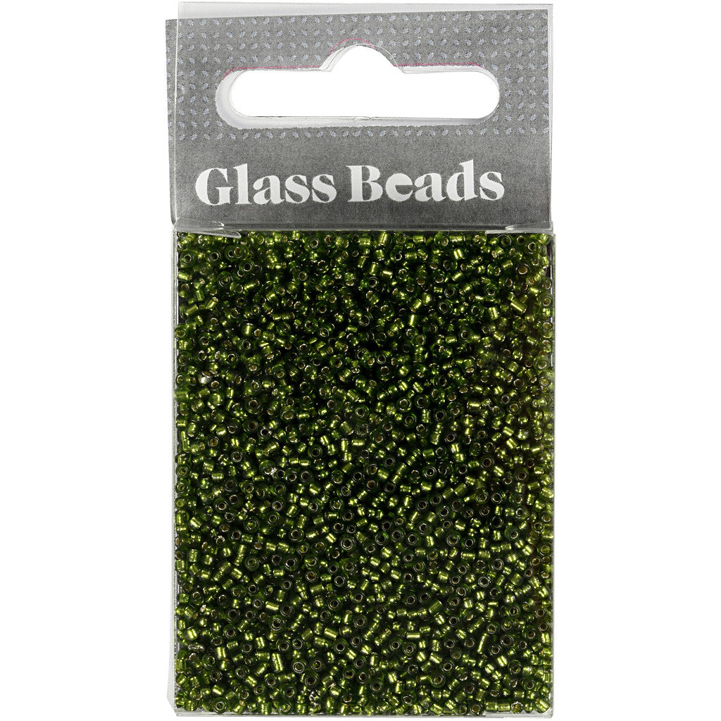 Rocaille Seed Beads, dia. 1,7 mm, size 15/0, hole size 0,5-0,8 mm, grass green, 25 g/ 1 pack [HOB-686760]