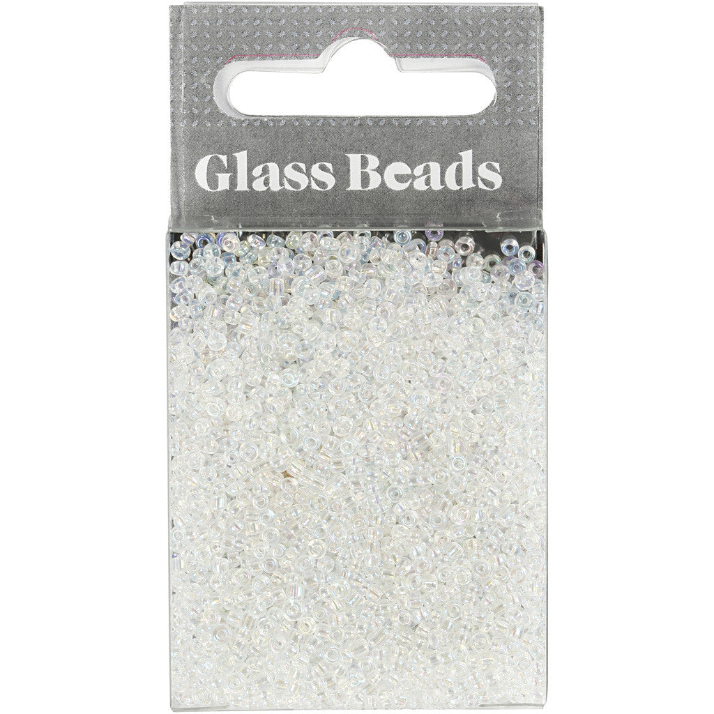 Rocaille Seed Beads, dia. 1,7 mm, size 15/0, hole size 0,5-0,8 mm, clear, 25 g/ 1 pack [HOB-686800]
