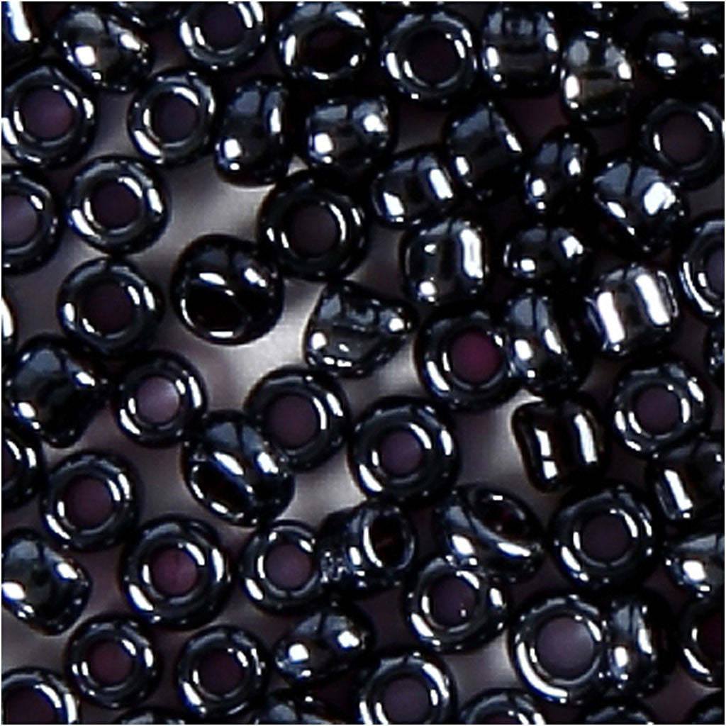 Rocaille Seed Beads, dia. 1,7 mm, size 15/0, hole size 0,5-0,8 mm, dark grey, 500 g/ 1 bag [HOB-68682]