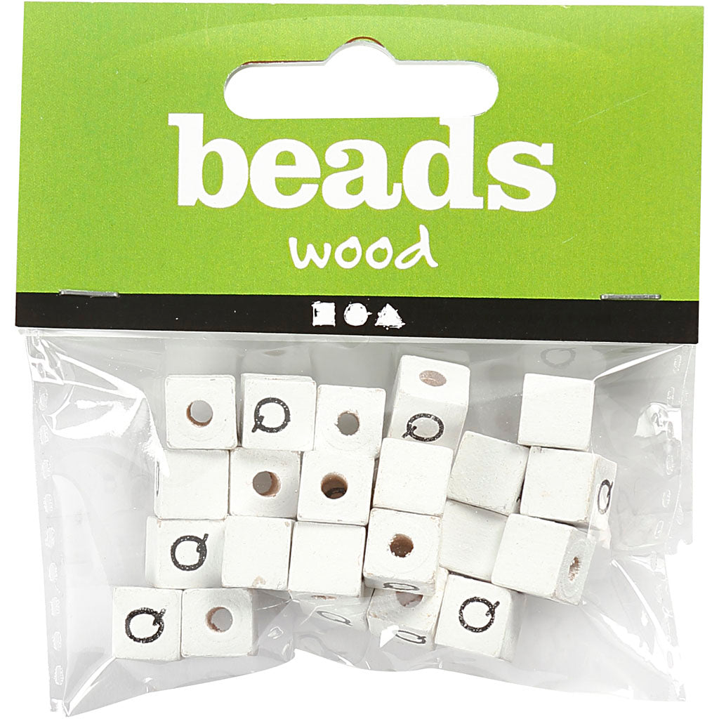 Letter Bead, Q, size 8x8 mm, hole size 3 mm, white, 25 pc/ 1 pack [HOB-68967]