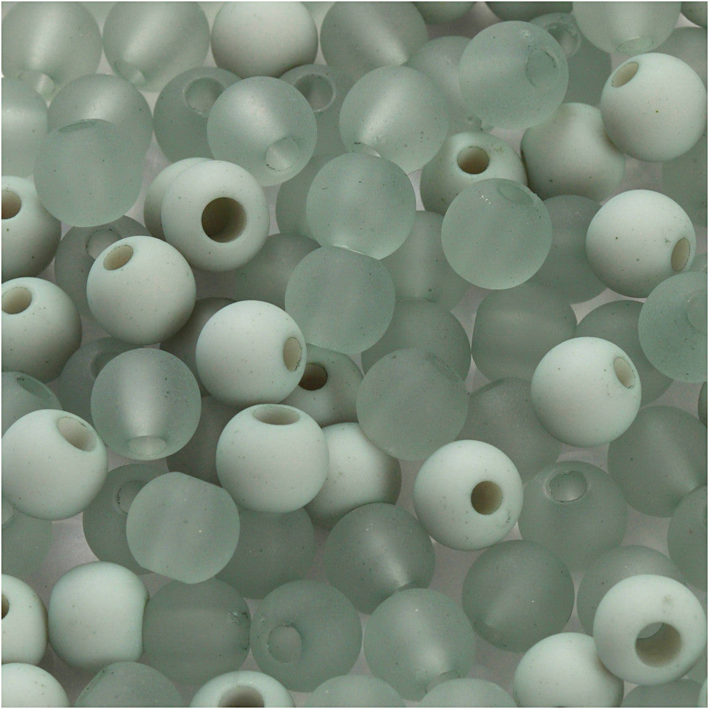 Plastic Beads, dia. 6 mm, hole size 2 mm, ca. 150 pc, light green, 40 g/ 1 pack [HOB-69594]