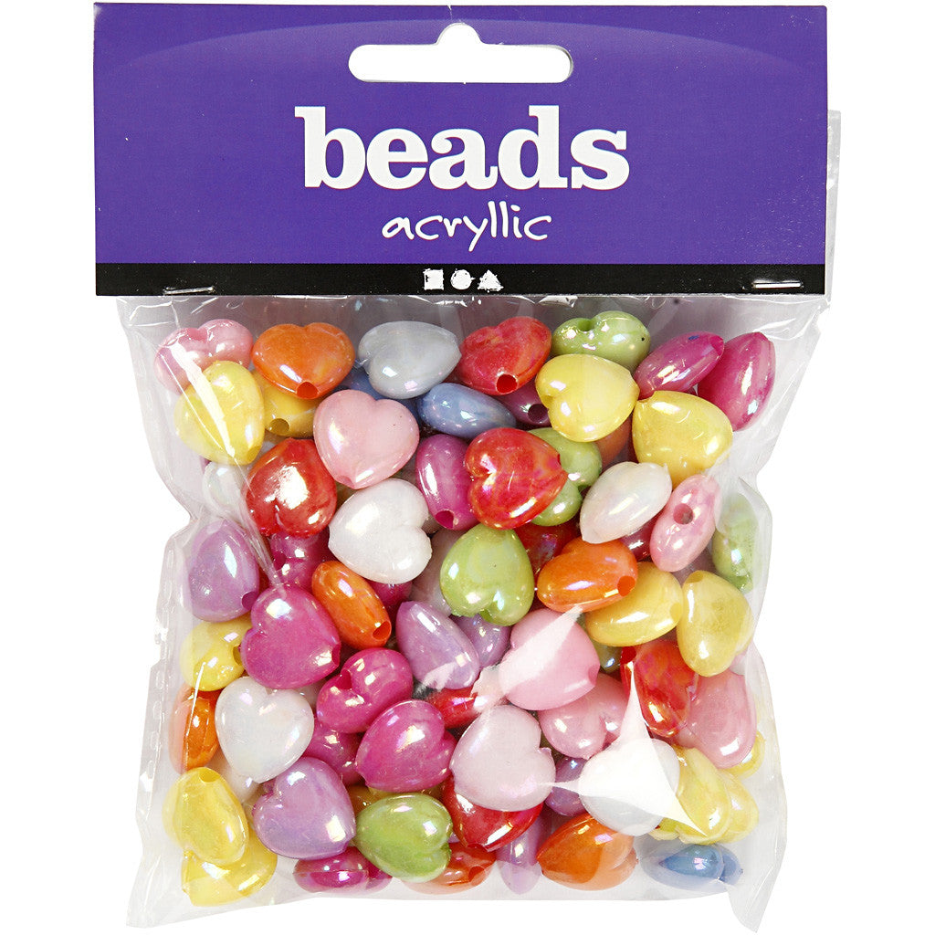 Heart Beads, size 25x15 mm, hole size 3 mm, ca. 100 pc, 70 g, 125 ml/ 1 pack [HOB-697020]