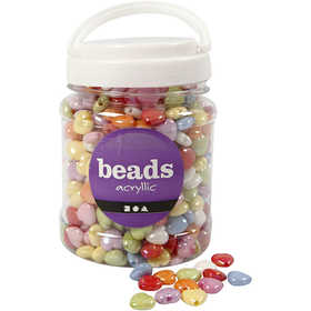 Heart Beads, size 15x15 mm, hole size 3 mm, ca. 700 pc, assorted colours, 465 g, 700 ml/ 1 tub [HOB-69702]