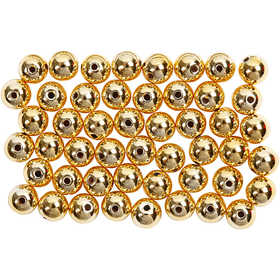 Wax Beads, dia. 5 mm, hole size 0,7 mm, gold, 100 pc/ 1 pack [HOB-698121]