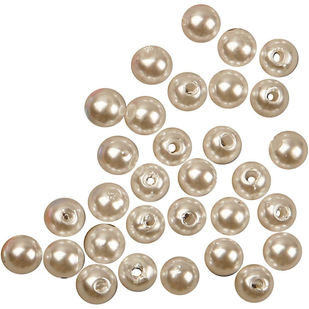 Wax Beads, dia. 5 mm, hole size 0,7 mm, mother-of-pearl, 100 pc/ 1 pack [HOB-698161]