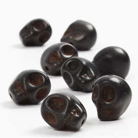 Howlite Beads, dia. 12 mm, hole size 1,5 mm, black, 32 pc/ 1 pack [HOB-69921]