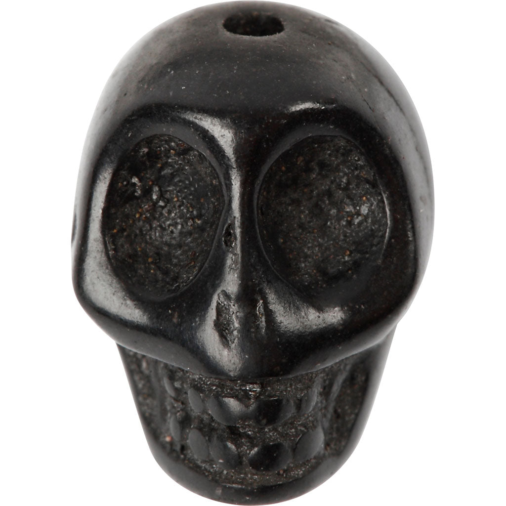 Howlite Beads, dia. 12 mm, hole size 1,5 mm, black, 32 pc/ 1 pack [HOB-69921]