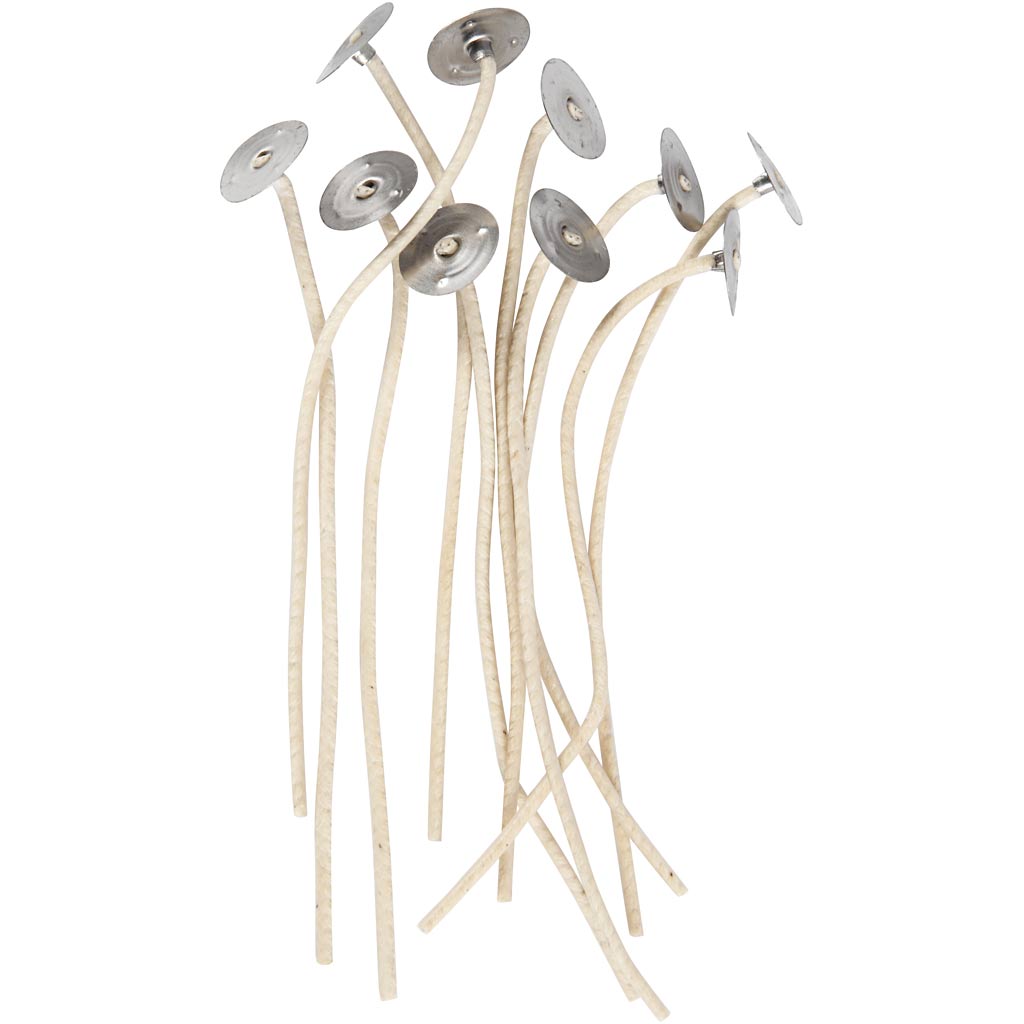 Wicks for Candles in Containers, Suitable for containers with a diameter of 20–65 mm, L: 110 mm, thickness 2 mm, 10 pc/ 1 pack [HOB-73383]