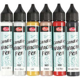 Candle Pen, standard colours, 6x28 ml/ 1 pack [HOB-73514]