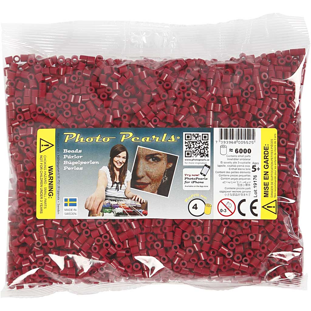 Fuse Beads, size 5x5 mm, hole size 2,5 mm, medium, claret (32239), 6000 pc/ 1 pack [HOB-751041]