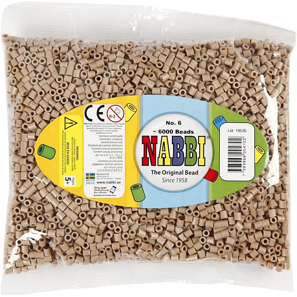 Fuse Beads, size 5x5 mm, hole size 2,5 mm, medium, beige (32248), 6000 pc/ 1 pack [HOB-751061]