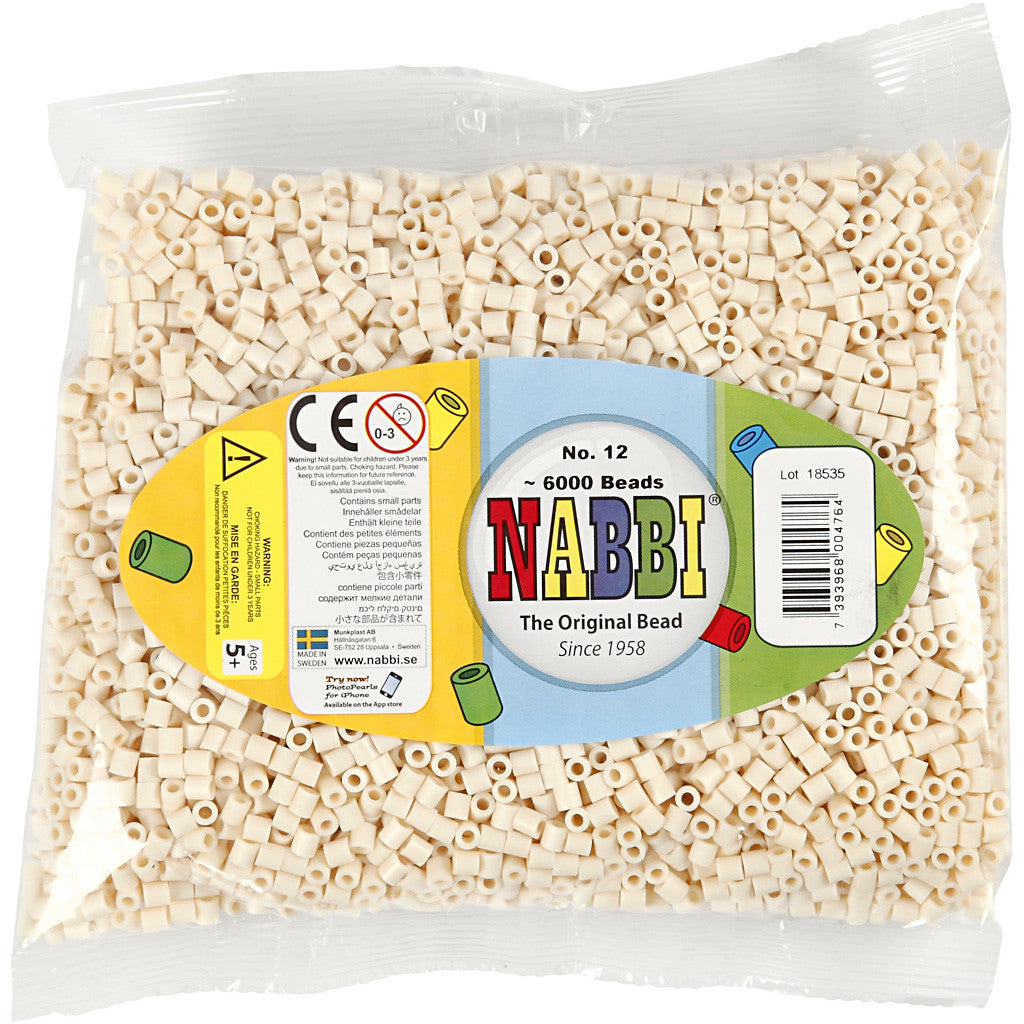 Fuse Beads, size 5x5 mm, hole size 2,5 mm, medium, light beige (32251), 6000 pc/ 1 pack [HOB-751121]