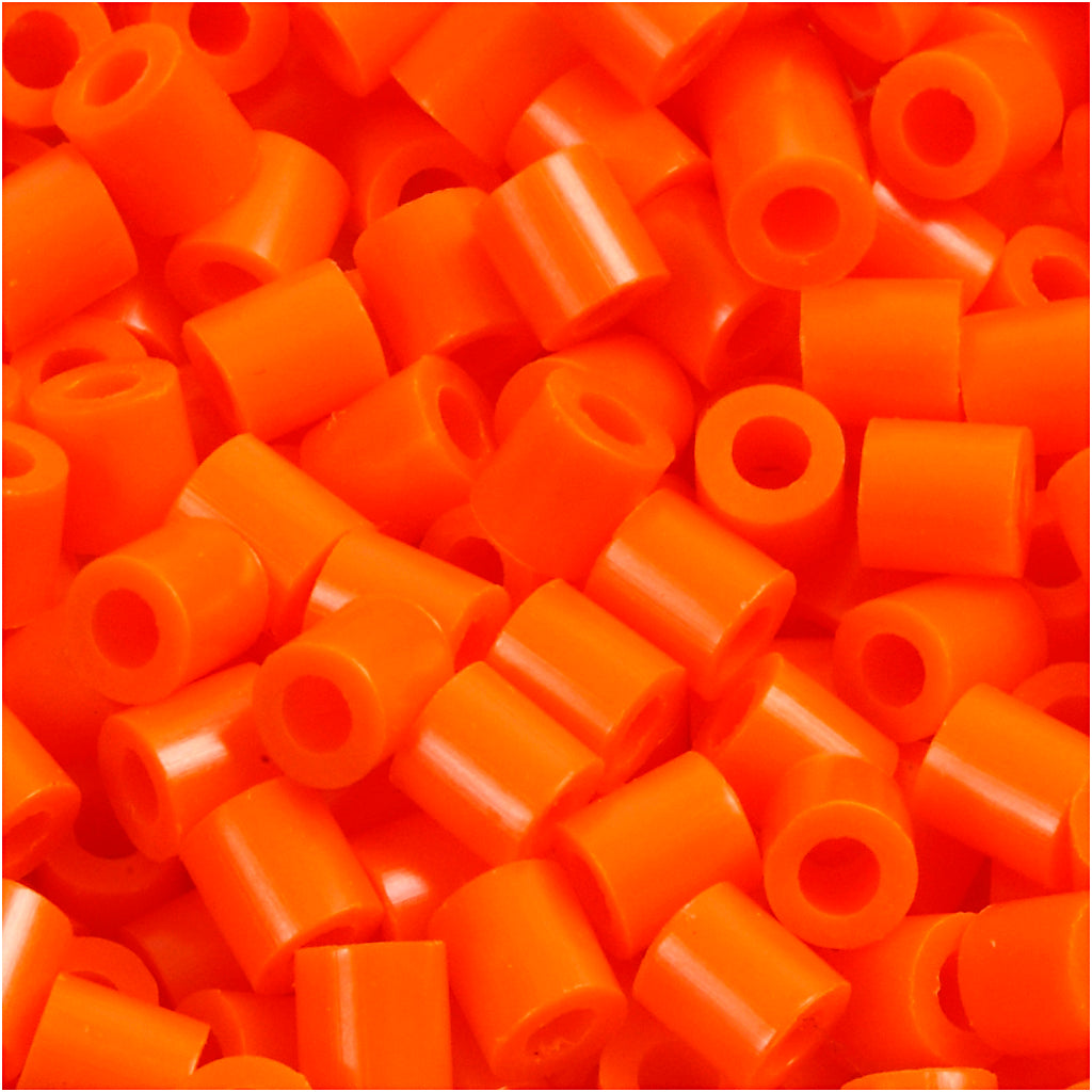 Fuse Beads, size 5x5 mm, hole size 2,5 mm, medium, clear orange (32233), 1100 pc