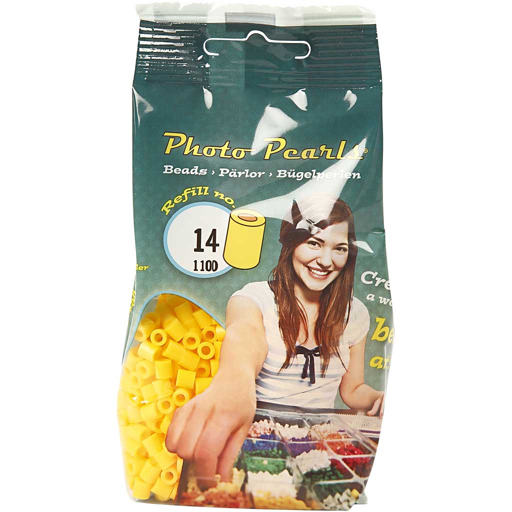 Fuse Beads, size 5x5 mm, hole size 2,5 mm, medium, yellow (32227), 1100 pc/ 1 pack [HOB-751140]