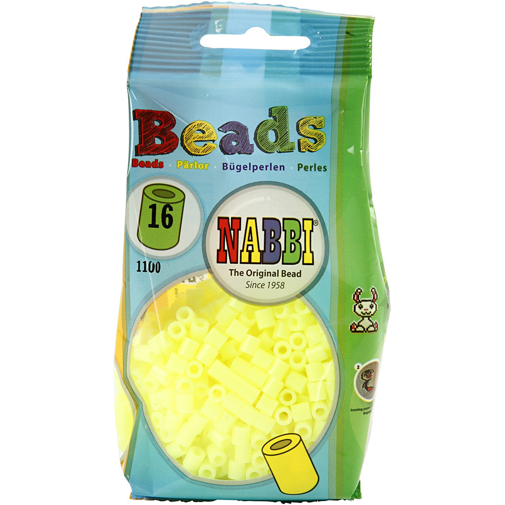 Fuse Beads, size 5x5 mm, hole size 2,5 mm, medium, pastel yellow (32244), 1100 pc/ 1 pack [HOB-751160]