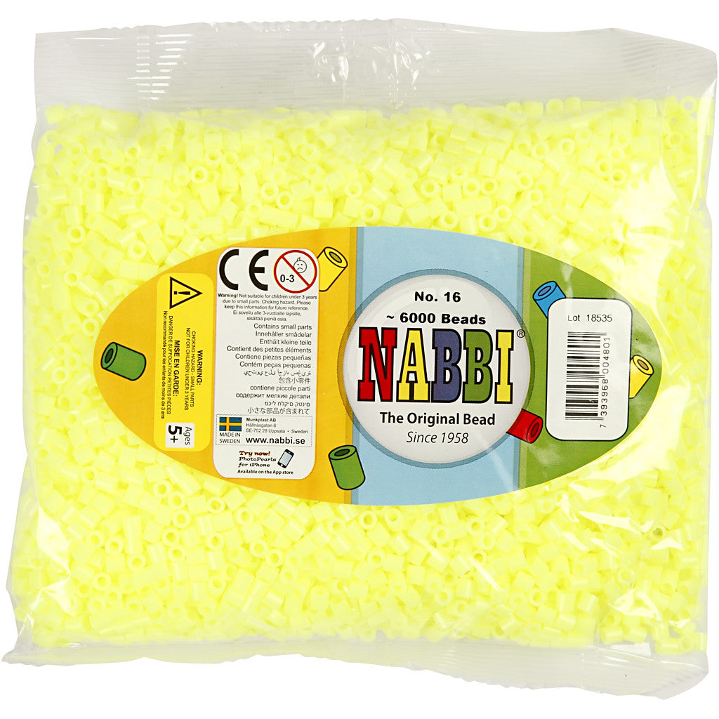 Fuse Beads, size 5x5 mm, hole size 2,5 mm, medium, pastel yellow (32244), 6000 pc/ 1 pack [HOB-751161]