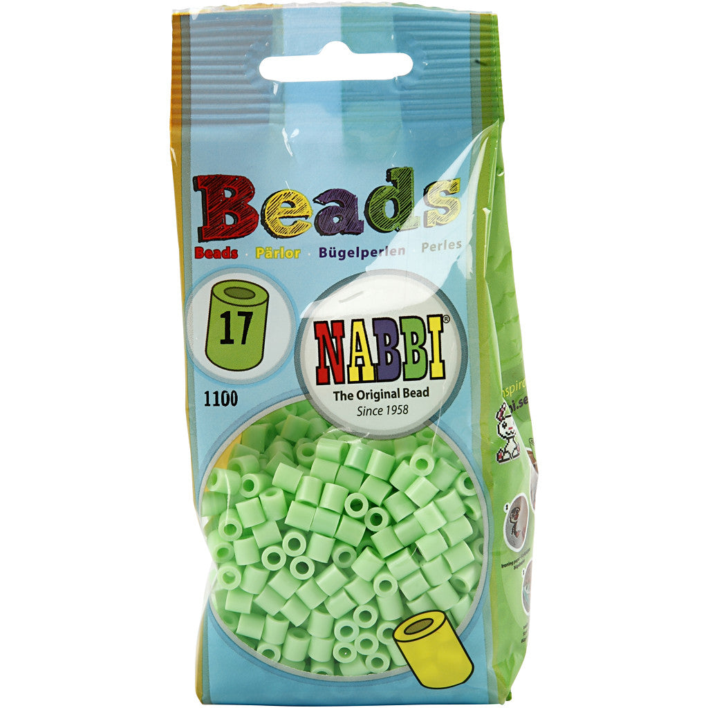 Fuse Beads, size 5x5 mm, hole size 2,5 mm, medium, pastel green (32252), 1100 pc/ 1 pack [HOB-751170]