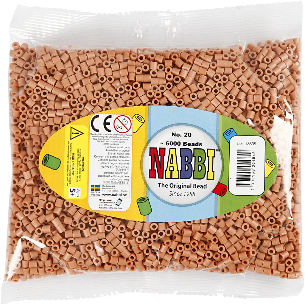 Fuse Beads, size 5x5 mm, hole size 2,5 mm, medium, light brown (32260), 6000 pc/ 1 pack [HOB-751201]